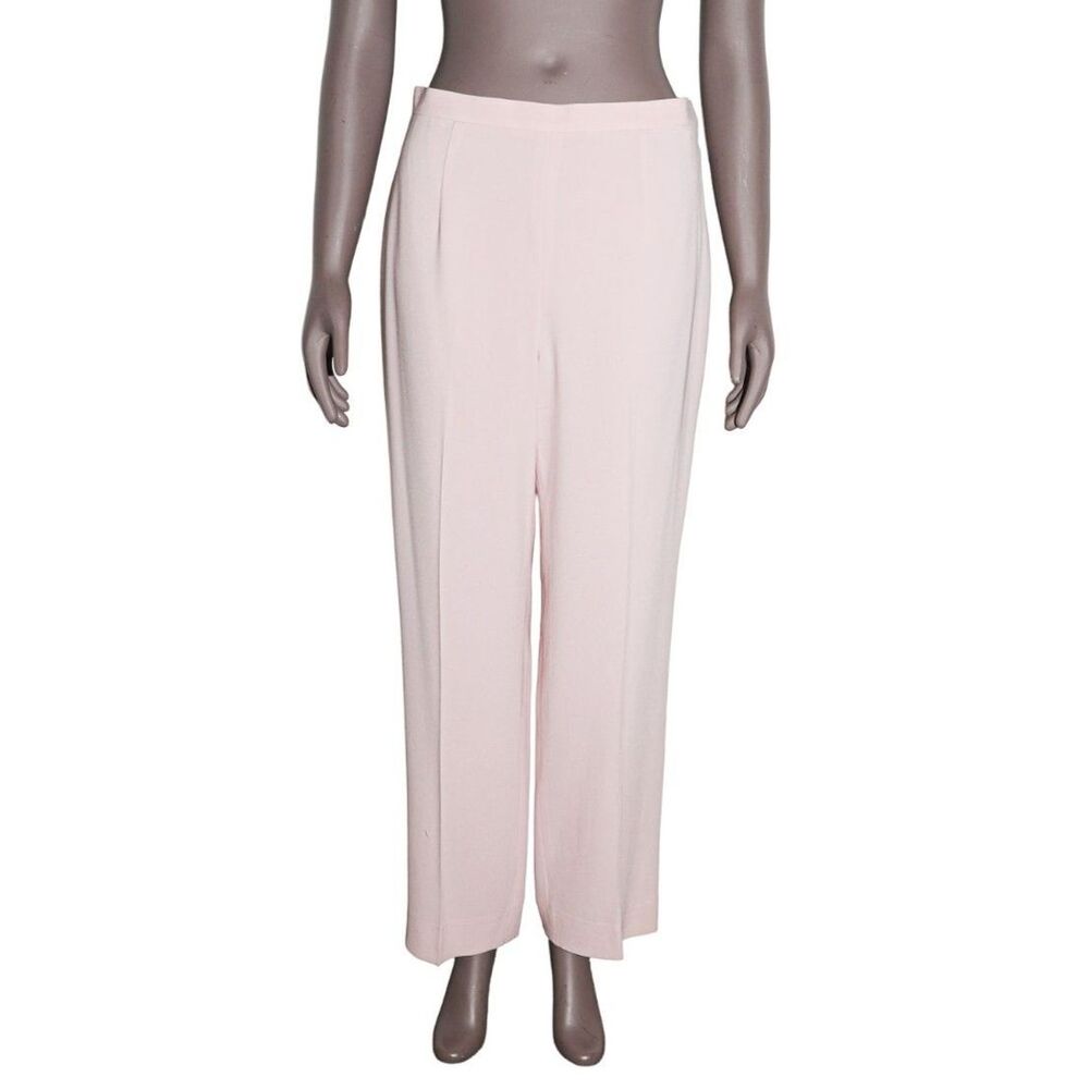 Pink High Waisted‎ Trousers Women Tailored Wide Leg Dress Pants Office